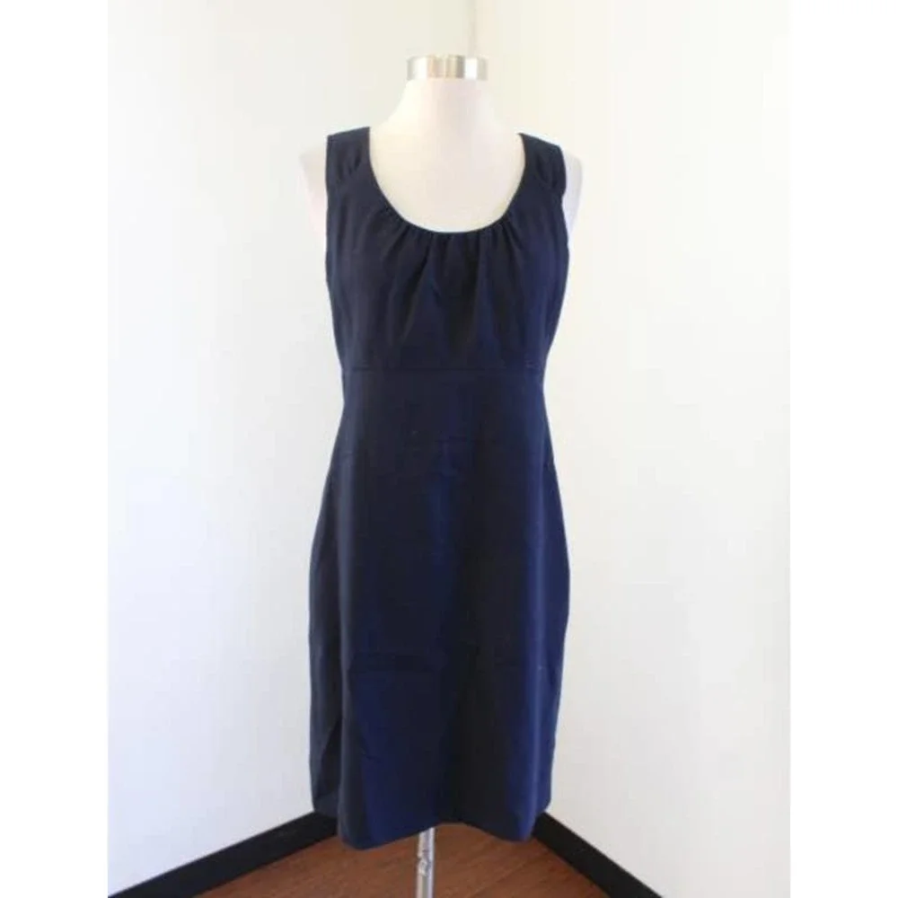 J Crew Women's Navy Blue Allura Shift Career Dress in Superfine Cotton Size 2 - Picture 3 of 13